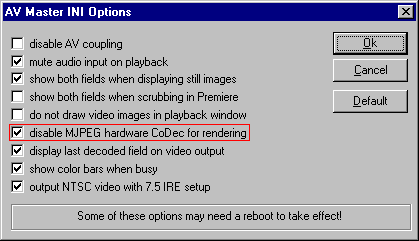 AV Master INI options