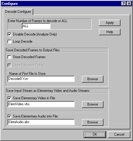 MpegRepair Configure Menu