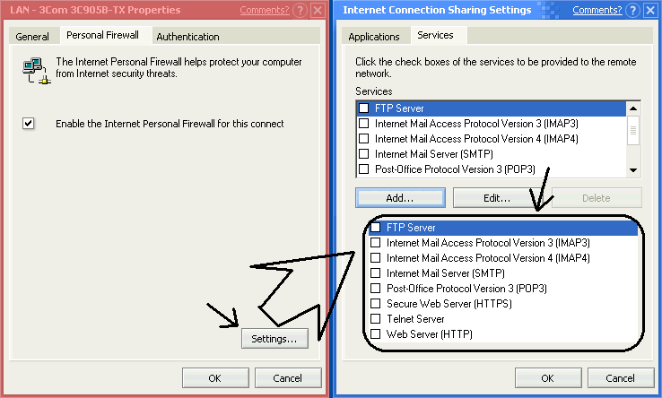 Personal Firewall - konfigurace